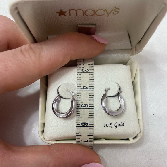 Macy’s 10K White Gold Hoop Earrings - Picture 4 of 4